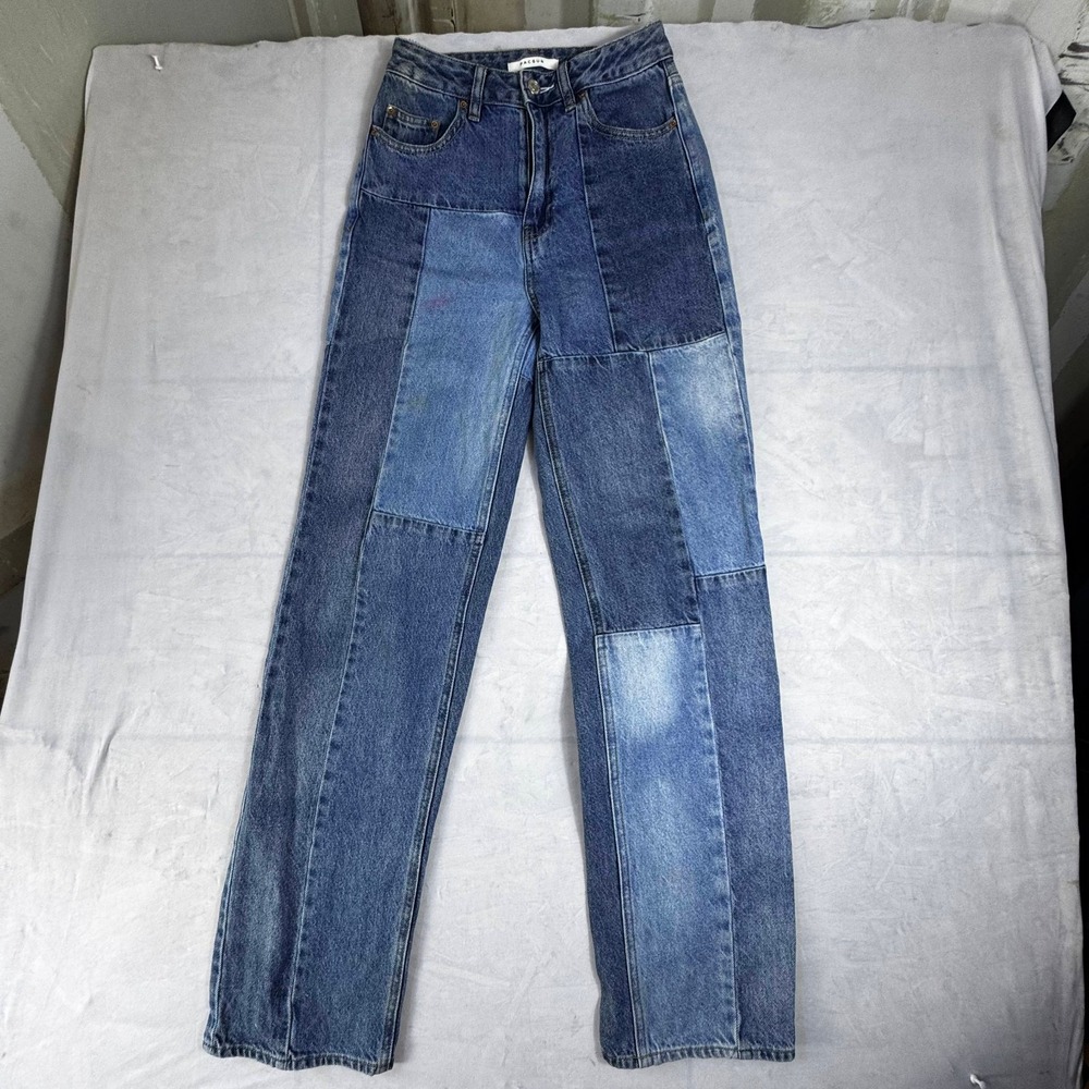 PacSun 90's Boyfriend Patchwork Jeans Womens Blue Demin Straight Leg Pockets 25